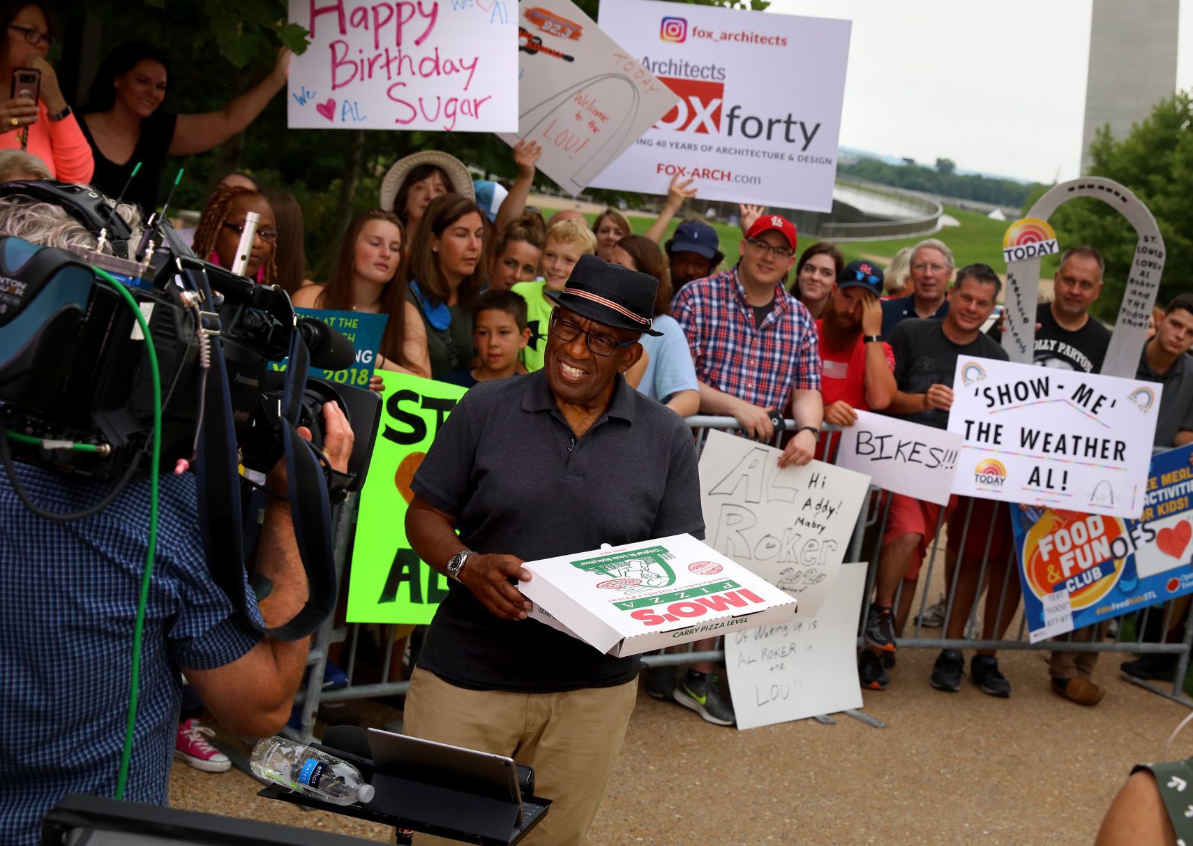 Al Roker broadcasts from the Gateway Arch